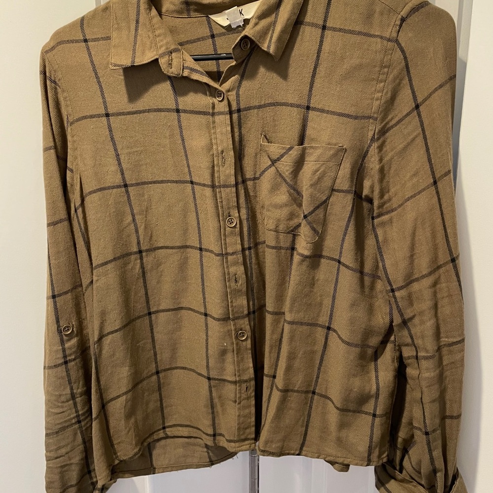 Green Flannel Button-Up Shirt